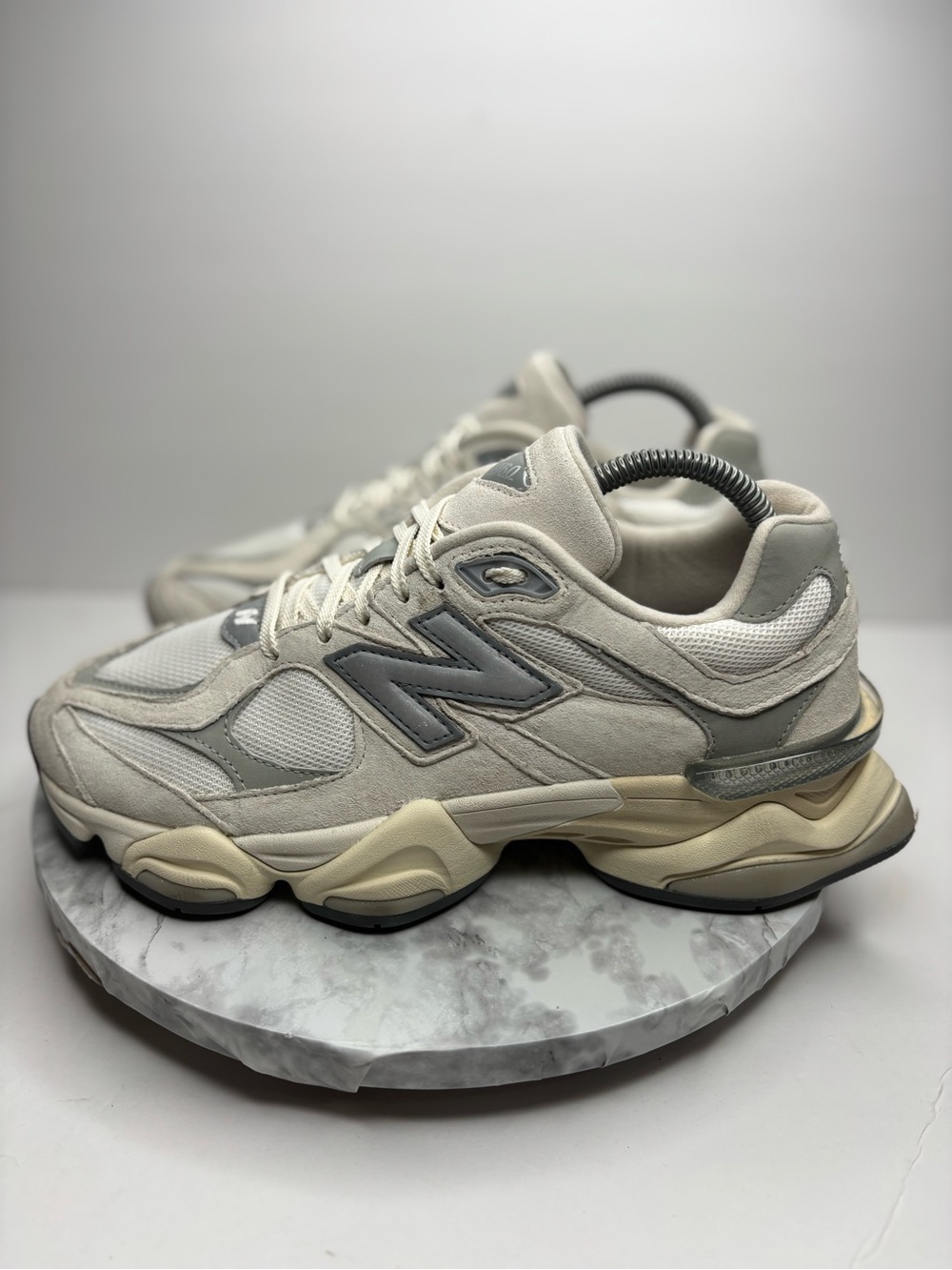 Size 9 women/ 7.5 men- New Balance 9060 Sea Salt Concrete Suede Low Top Lace-Up